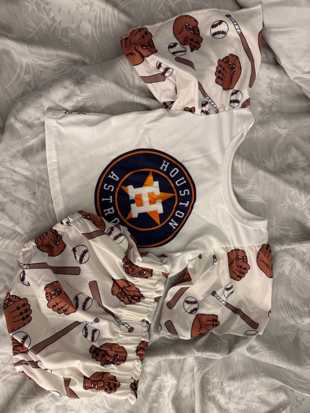 Houston Astros Baby Romper Set - White with Orange & Navy Logo